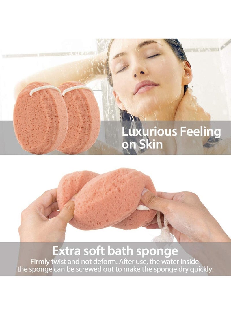 2pcs Natural Sponge Bath Soft Shower Loofah, Body Scrubber Exfoliating Loofahs Pouf Cleaning Luffa Soothing for Bathroom Cleansing Supply - Image 2