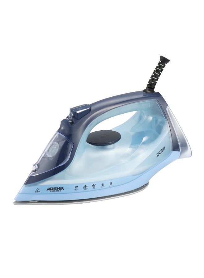 آرشيا مكواة بخار أرشيا – 2400 واط – قاعدة مانعة للالتصاق – أزرق - Image 3