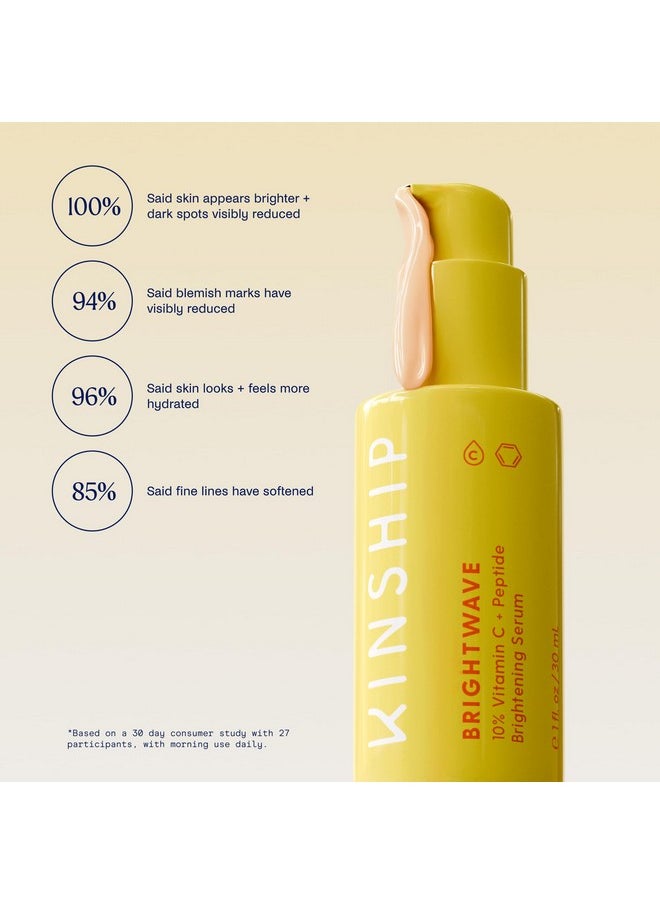 Kinship Brightwave Vitamin C Face + Eye Duo - 10% Vitamin C Serum (1 Fl Oz) + Brightening Eye Cream (0.5 Oz) | Fade Dark Spots - Reduce Fine Lines, Wrinkles, Dark Circles + Puffiness - All Skin Types  - Image 4