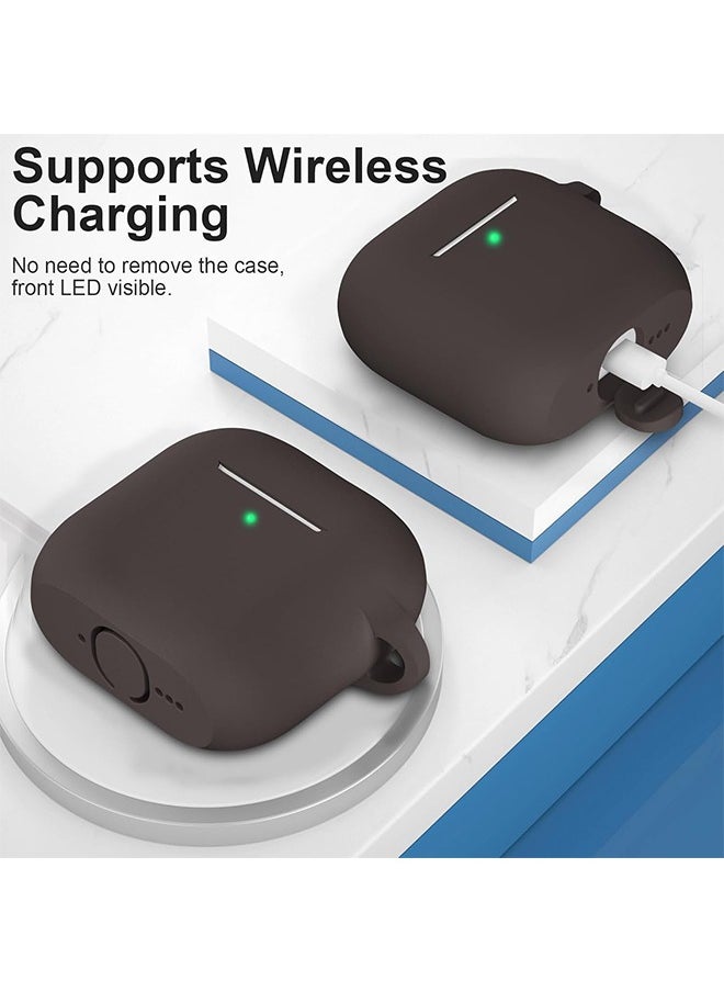 GRKC AirPods 4 Compatible Case, Silicone Protective Skin with Keychain Design, Compatible with Apple AirPods 4th Generation (2024), Front LED Visible, Brown  - Image 4