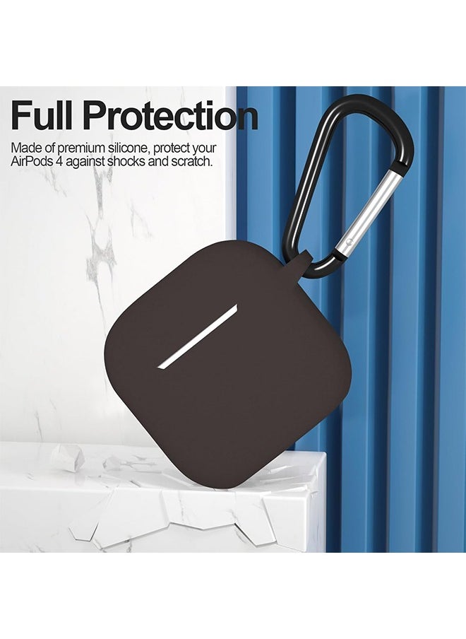GRKC AirPods 4 Compatible Case, Silicone Protective Skin with Keychain Design, Compatible with Apple AirPods 4th Generation (2024), Front LED Visible, Brown  - Image 3