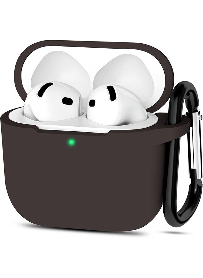GRKC AirPods 4 Compatible Case, Silicone Protective Skin with Keychain Design, Compatible with Apple AirPods 4th Generation (2024), Front LED Visible, Brown  - Image 1