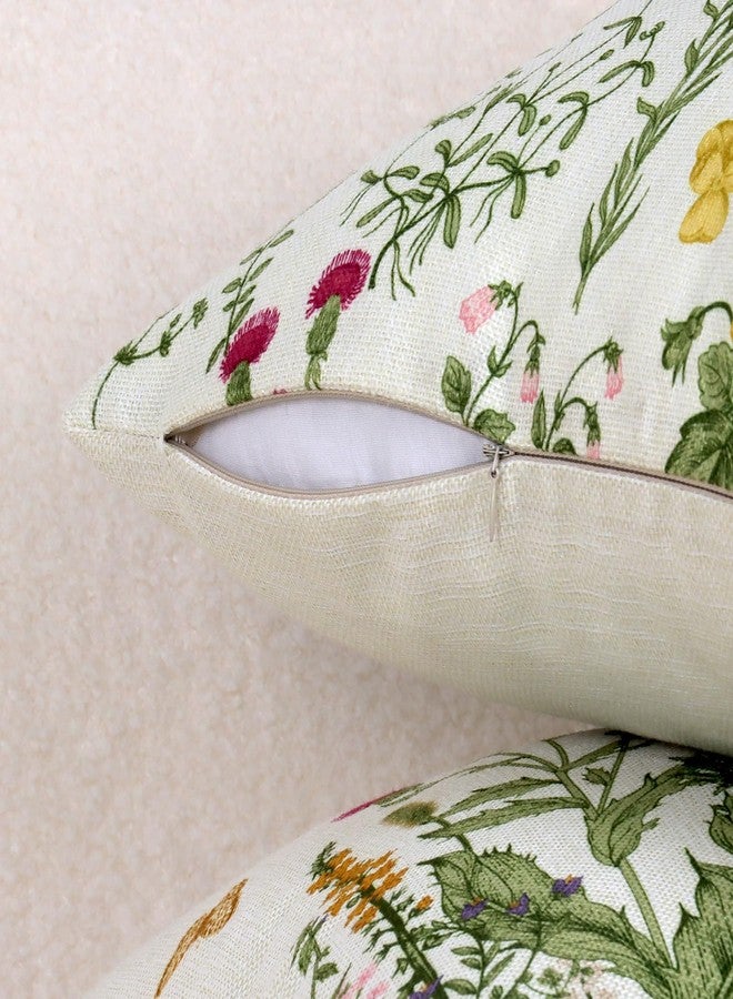 Yuubin Spring Summer Pillow Covers 18x18 Set of 4,Sage Green Wild Plant Floral Throw Pillows Case Outdoor Farmhouse Couch Home Sofa Bed Linen Pillow Decorations - Image 3