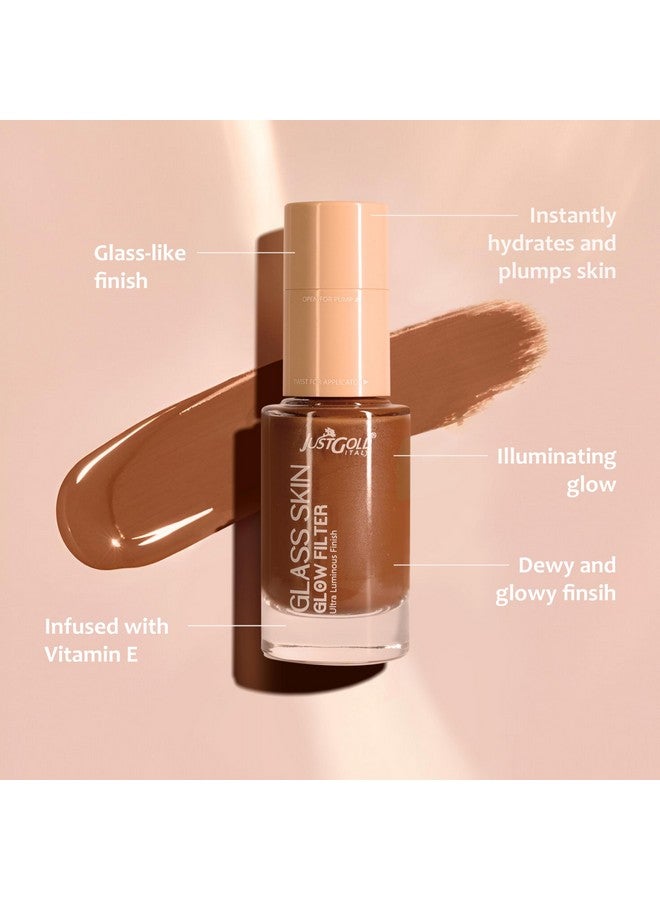 JUST GOLD JustGold Glass Glow Skin Filter, Ultra Luminous Finish, Enriched with Vitamin E (Caramel, 30 ML) - Image 2