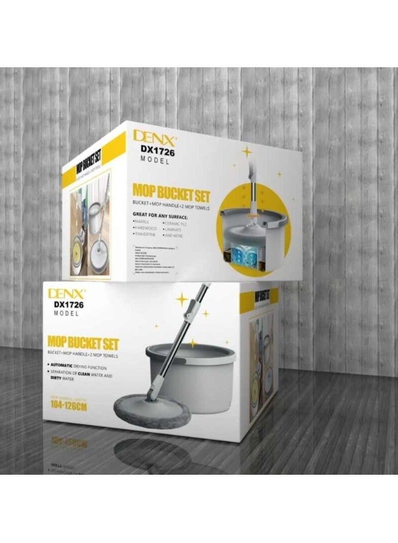 Denx 360 Degree Rotating Mop and Bucket Flat Self-Separating Laminating Mop Set with 2 Microfiber Pads and Extendable Handle Perfect for Cleaning All Kinds of Floors - Image 4