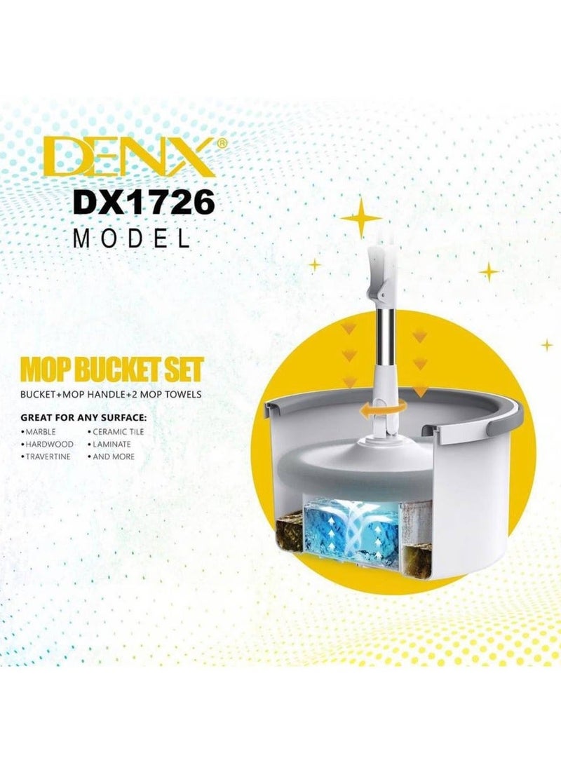 Denx 360 Degree Rotating Mop and Bucket Flat Self-Separating Laminating Mop Set with 2 Microfiber Pads and Extendable Handle Perfect for Cleaning All Kinds of Floors - Image 1