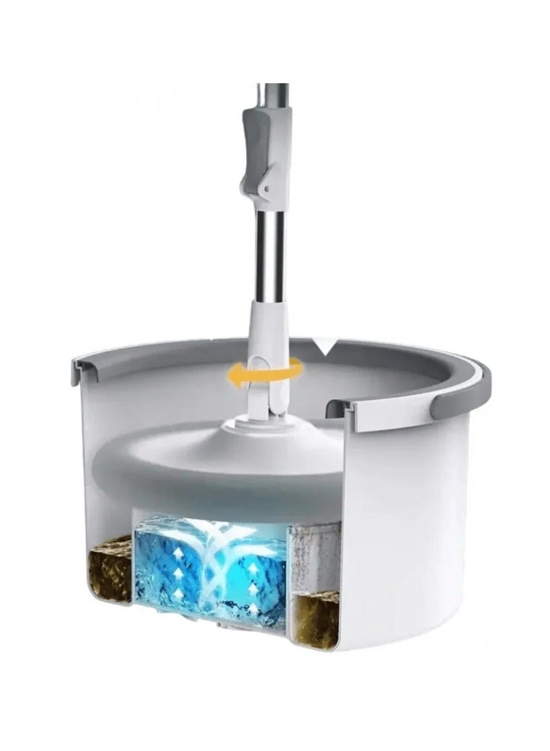 Denx 360 Degree Rotating Mop and Bucket Flat Self-Separating Laminating Mop Set with 2 Microfiber Pads and Extendable Handle Perfect for Cleaning All Kinds of Floors - Image 3