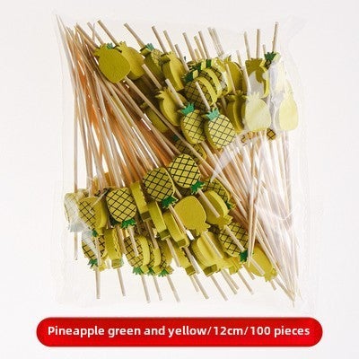Bamboo Fruit Skewers Artistic Picks Cocktail Sticks Bright yellow pineapple 