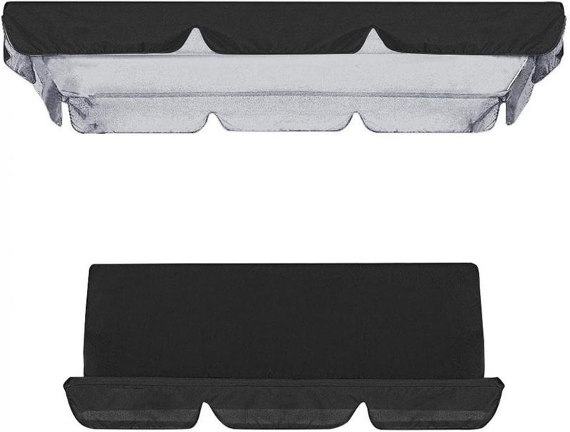 klarako Replacement Canopy For 3 Seater Garden Swing With Outdoor Swing Cushions Cover Oxford Cloth Patio Swing Cover Waterproof Uv Protection Patio Swing Cover (Black) - Image 2