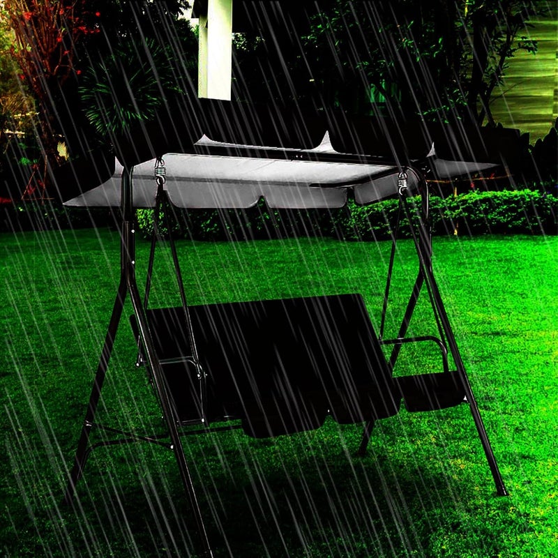 klarako Replacement Canopy For 3 Seater Garden Swing With Outdoor Swing Cushions Cover Oxford Cloth Patio Swing Cover Waterproof Uv Protection Patio Swing Cover (Black) - Image 3