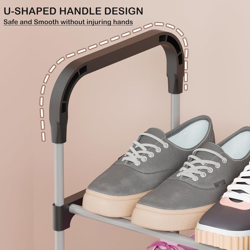 Lukzer منظم أحذية معدني قائم ثلاثي الطبقات من لوكزر مع رفوف قابلة للتعديل، حل تخزين متين وقوي موفر للمساحة لمدخل المنزل وخزانة الملابس وغرفة المعيشة 30 سم عمق × 61 سم عرض × 62 سم ارتفاع - Image 4