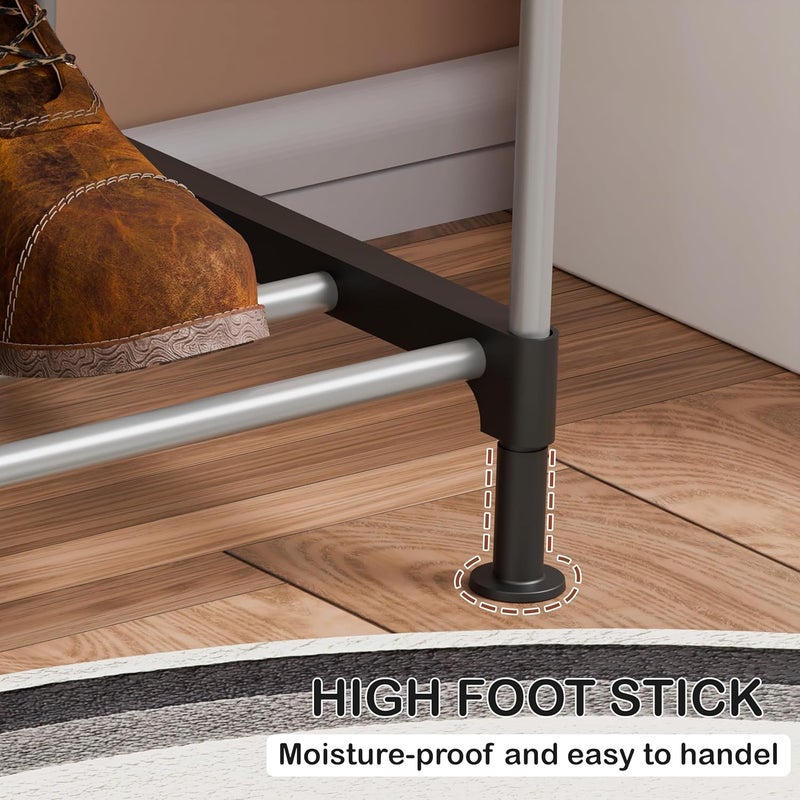 Lukzer منظم أحذية معدني قائم ثلاثي الطبقات من لوكزر مع رفوف قابلة للتعديل، حل تخزين متين وقوي موفر للمساحة لمدخل المنزل وخزانة الملابس وغرفة المعيشة 30 سم عمق × 61 سم عرض × 62 سم ارتفاع - Image 5