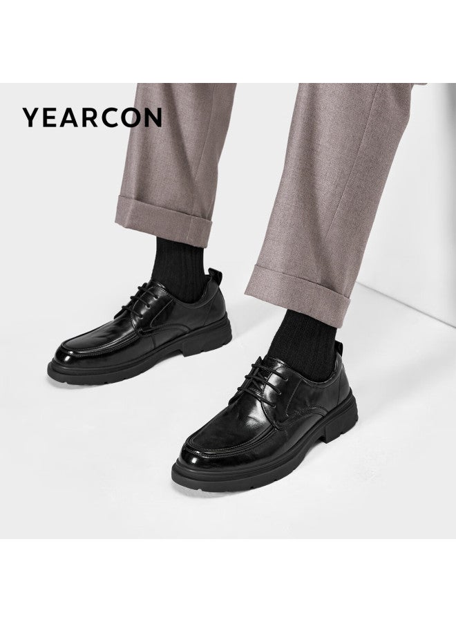 YEARCON Yierkang Men's Round Toe Cowhide Lace-up Business Formal Shoes Fashionable Commuting Single Shoes 97121w Black 41 - Image 2