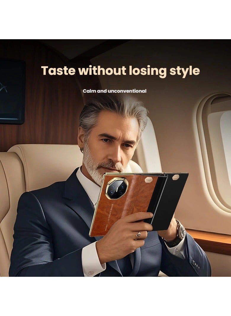 general Suitable for Huawei Mate XTS Business Oil Waxed Leather Genuine Leather Case All-inclusive anti-drop High-end texture - Image 2