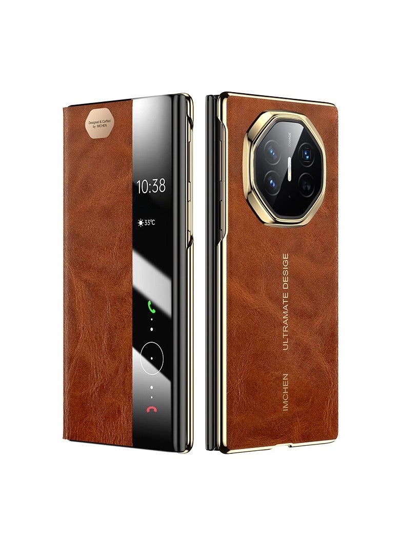 general Suitable for Huawei Mate XTS Business Oil Waxed Leather Genuine Leather Case All-inclusive anti-drop High-end texture - Image 4