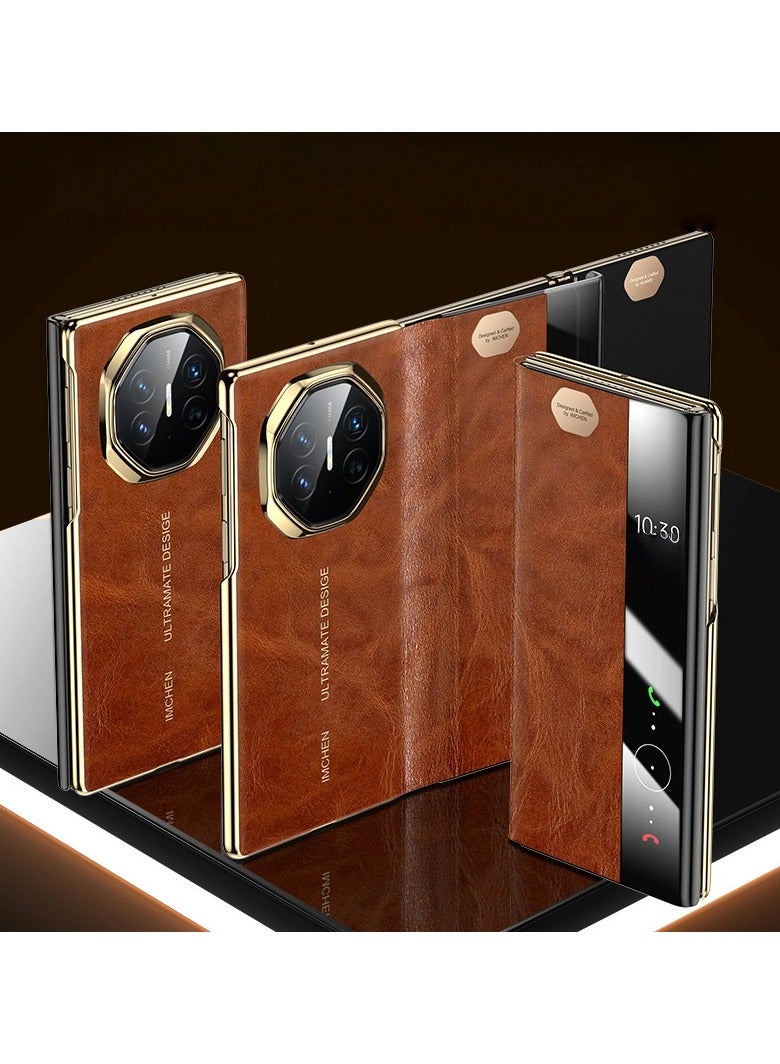 general Suitable for Huawei Mate XTS Business Oil Waxed Leather Genuine Leather Case All-inclusive anti-drop High-end texture - Image 1