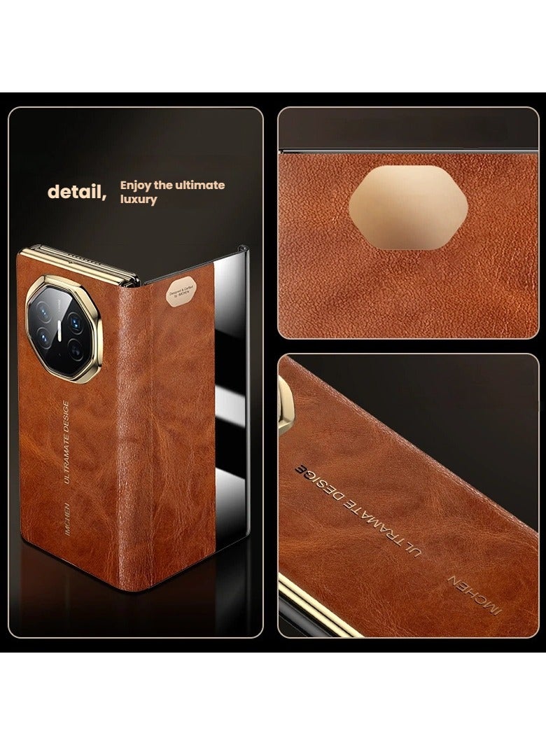 general Suitable for Huawei Mate XTS Business Oil Waxed Leather Genuine Leather Case All-inclusive anti-drop High-end texture - Image 3