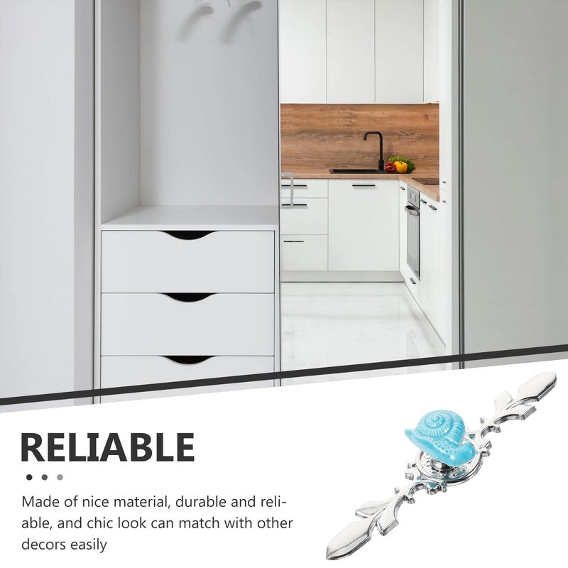 Snail Shape Blue Alloy Cabinet Handle Pull For Kitchen Dresser Wardrobe - Image 4