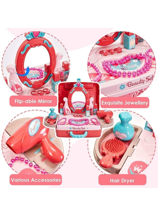 جويال مجموعة أدوات التجميل الكبيرة من جويال للأطفال البنات، 3 في 1، حقيبة أدوات مكياج تعليمية مع ملحقات مكياج، مجموعة ألعاب تظاهرية، حقيبة محمولة، هدية للبنات - Image 3