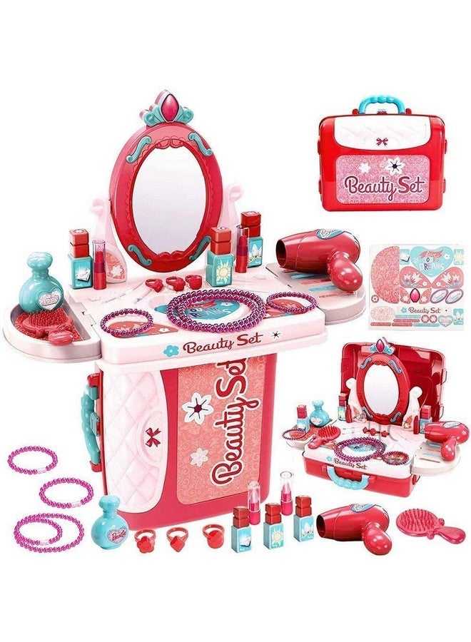 جويال مجموعة أدوات التجميل الكبيرة من جويال للأطفال البنات، 3 في 1، حقيبة أدوات مكياج تعليمية مع ملحقات مكياج، مجموعة ألعاب تظاهرية، حقيبة محمولة، هدية للبنات - Image 4