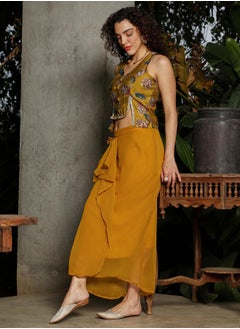  قصة Women's Mustard Yellow Ethereal Blossom Co-Ord Set  - Image 3