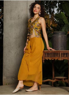  قصة Women's Mustard Yellow Ethereal Blossom Co-Ord Set  - Image 5