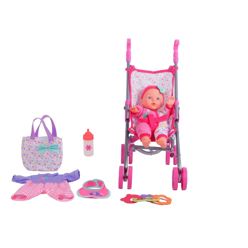 Dream Collection, Baby Doll Care Gift Set with Stroller - Lifelike Baby Doll and Accessories for Realistic Pretend Play, Posable Soft Toy - 12â€ - Image 1