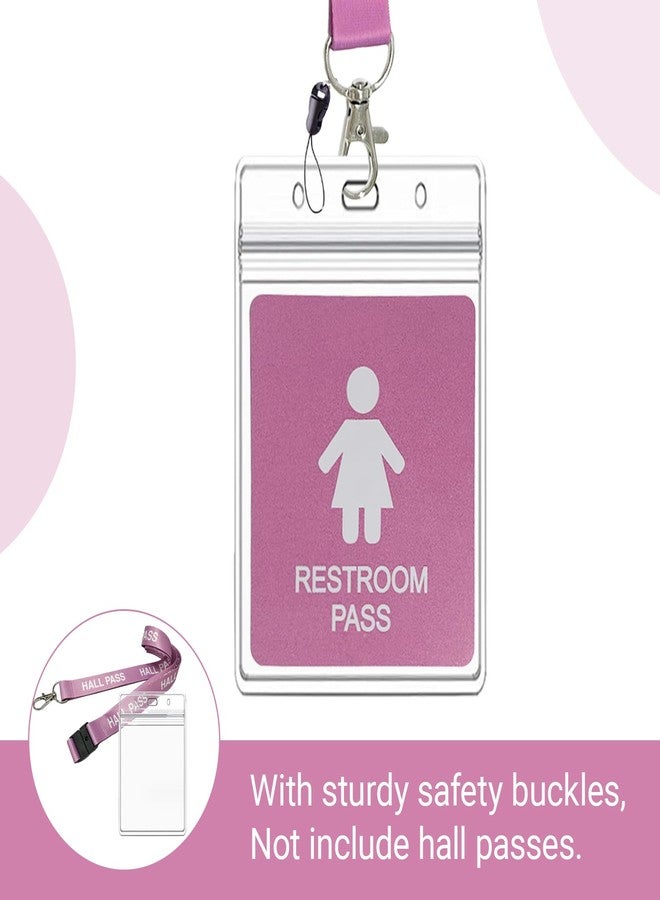 حبال تعليق بطاقات المرور مع حاملات البطاقات، مجموعة حبال تعليق بطاقات المرور الخاصة بالفصول الدراسية للمعلمين وأولياء الأمور (10 حبال وردية اللون) - Image 4
