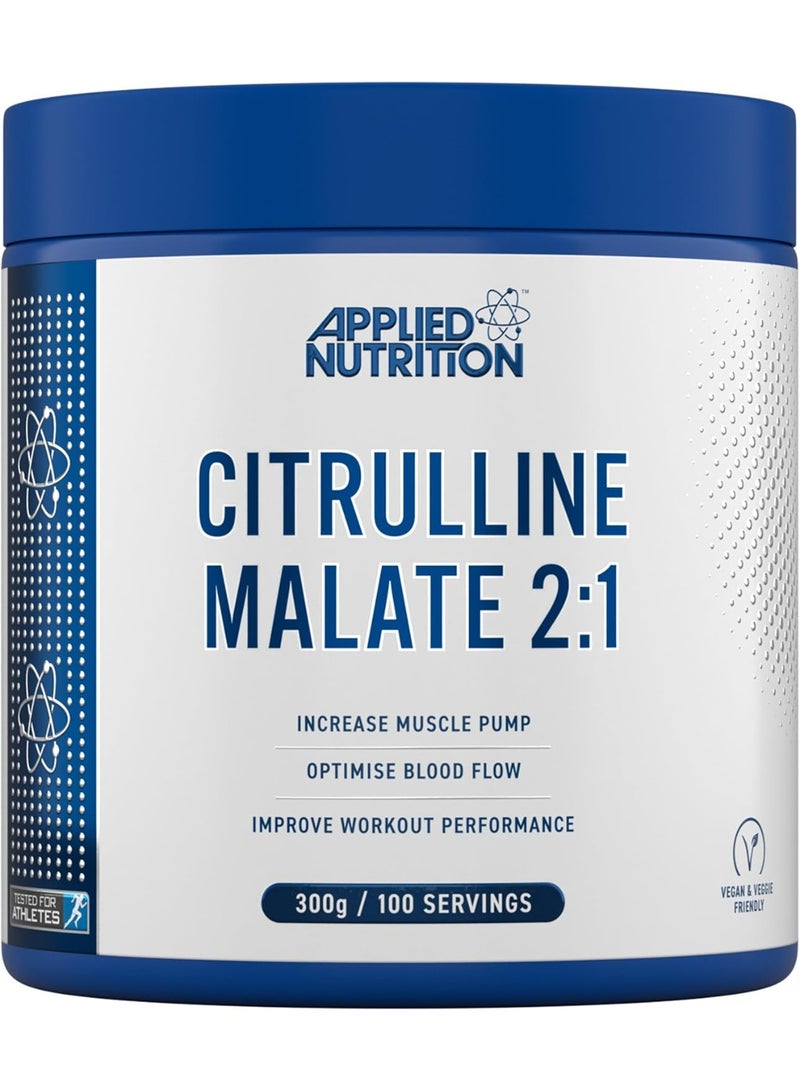 Applied Nutrition Citrulline Malate 2:1 Powder 300g (100 Servings) – 3000mg Per Serving Unflavoured Pre-Workout Amino Acid for Pump, Energy & Performance - Image 1