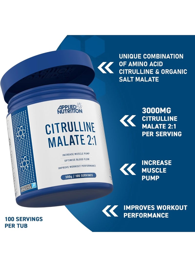 Applied Nutrition Citrulline Malate 2:1 Powder 300g (100 Servings) – 3000mg Per Serving Unflavoured Pre-Workout Amino Acid for Pump, Energy & Performance - Image 2