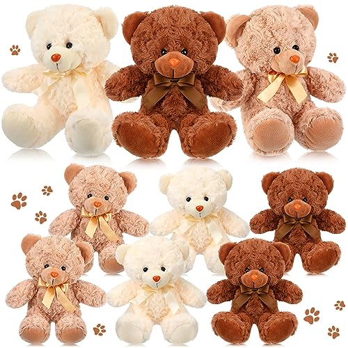 Civaner 9 Packs 8 Inch Bear Stuffed Animals Bulk Plush Bears Doll Toys for Baby Shower Graduation Birthday Wedding Christmas Decorations Party Favor GiftBright Color - Image 1