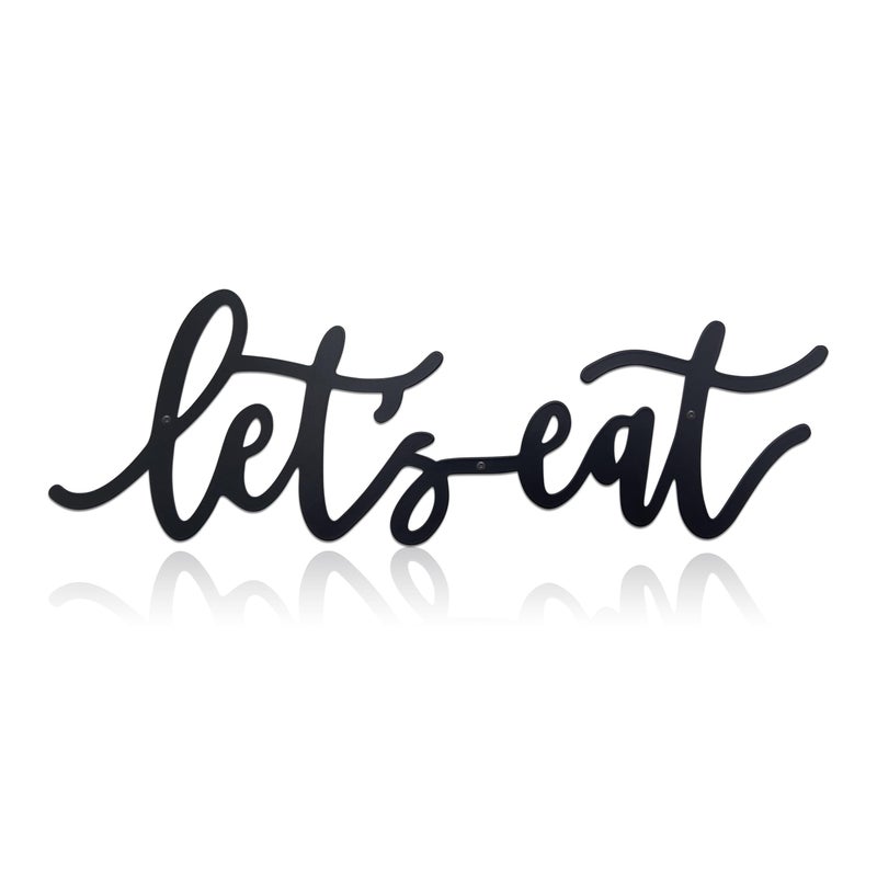 AWISBI Metal Let's Eat Sign, Rustic Cutout Eat Signs, Farmhouse Wall Sign, Kitchen Wall Decor for Kitchen Dining Room Living Room Home Cafe Bar Restaurant Decoration(Black) - Image 1