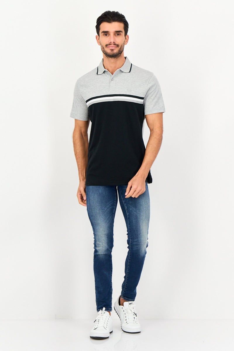 Chaps Men Regular Fit Colorblock Short Sleeve Polo Shirt, Multicolor - Image 3