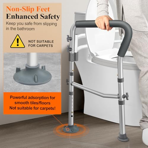 DePango Toilet Safety Rails for Elderly, Adjustable Handicap Toilet Seat with Handles, Sturdy Toilet Support Frame with Arms for Seniors and Disabled - Image 4