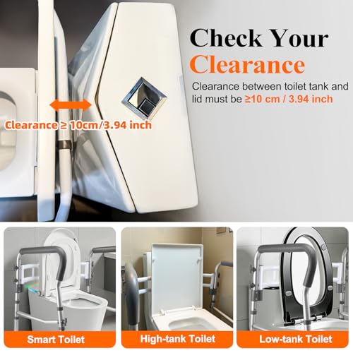 DePango Toilet Safety Rails for Elderly, Adjustable Handicap Toilet Seat with Handles, Sturdy Toilet Support Frame with Arms for Seniors and Disabled - Image 5