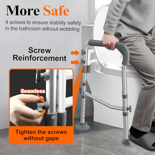 DePango Toilet Safety Rails for Elderly, Adjustable Handicap Toilet Seat with Handles, Sturdy Toilet Support Frame with Arms for Seniors and Disabled - Image 2