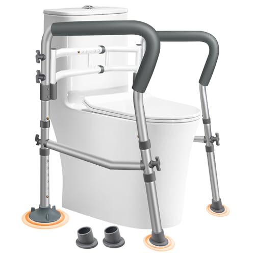 DePango Toilet Safety Rails for Elderly, Adjustable Handicap Toilet Seat with Handles, Sturdy Toilet Support Frame with Arms for Seniors and Disabled - Image 1