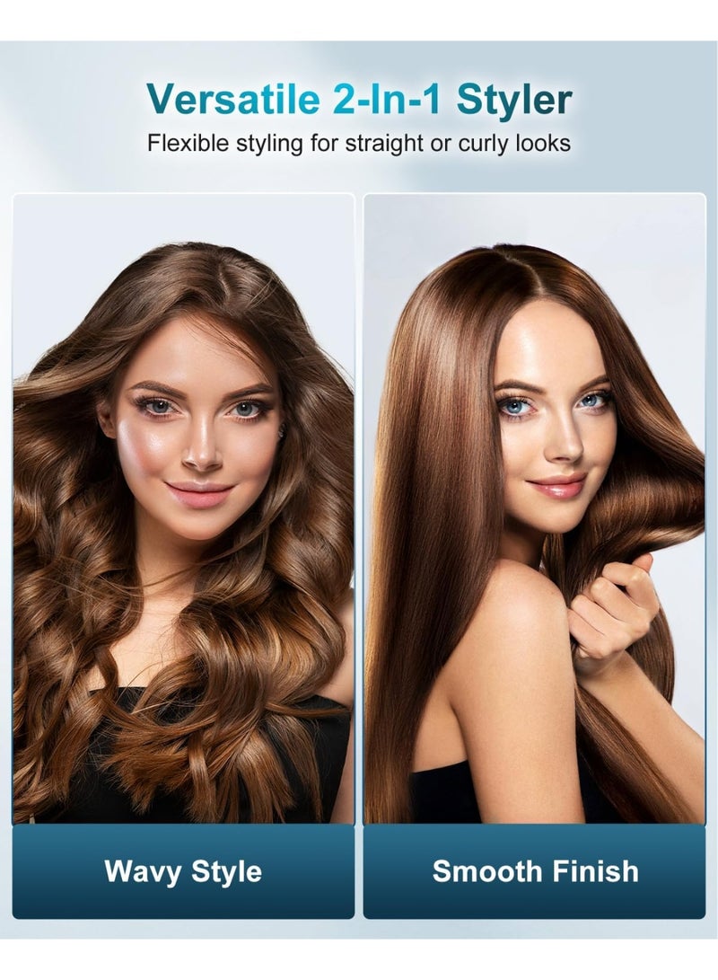 صن سباير مكواة فرد الشعر السيراميكية، مكواة فرد الشعر وتجعيده 2 في 1، تسخن في 30 ثانية، ثبات طويل الأمد دون تشابك، مزودة بخاصية الإيقاف التلقائي الذكي. مكواة فرد الشعر السيراميكية عالية الحرارة مزودة بتقنية أيونية و 5 إعدادات لدرجة الحرارة. - Image 3