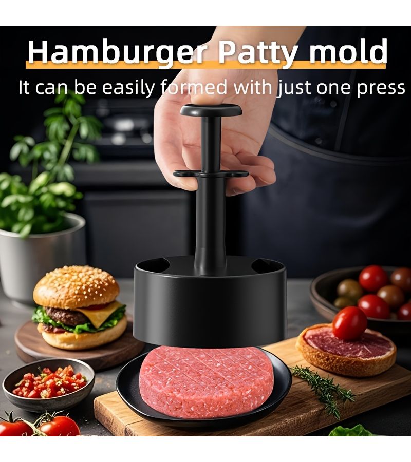 Yellow Manual Hamburger Press For Grilling Abs Mold With Ergonomic Handle - Image 1