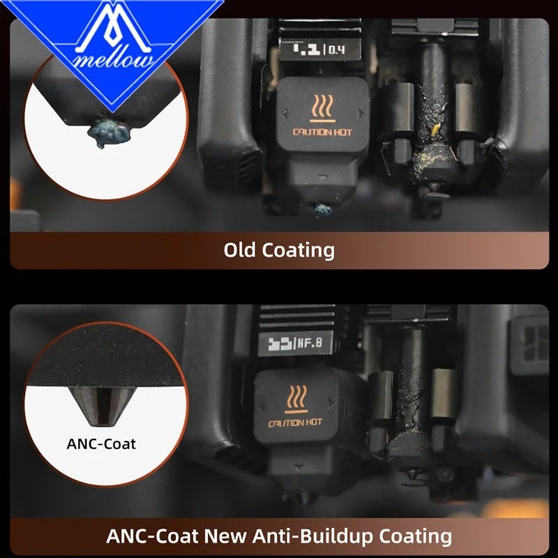 MELLOW Nano Non Stick Coated Hotend for P2S X2D A1 and A1 Mini 3D Printers Standard and High Flow - Image 4