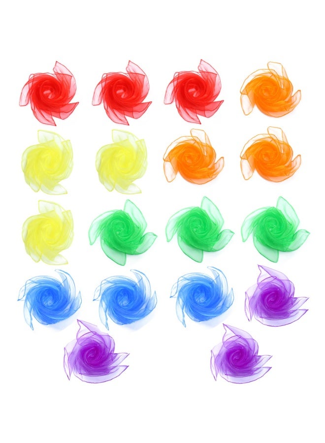18 Pieces Chiffon Juggling Dance Performance Scarves Set for Kids, 60x60 cm, 6 Colors - Image 1