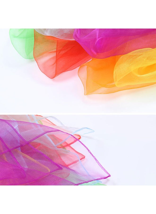 18 Pieces Chiffon Juggling Dance Performance Scarves Set for Kids, 60x60 cm, 6 Colors - Image 3