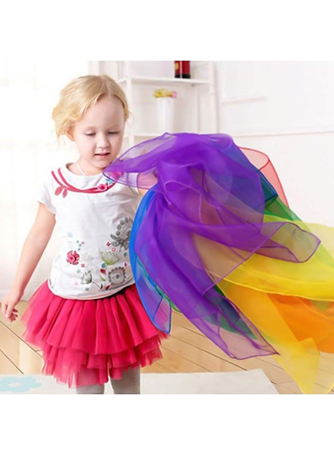 18 Pieces Chiffon Juggling Dance Performance Scarves Set for Kids, 60x60 cm, 6 Colors - Image 5