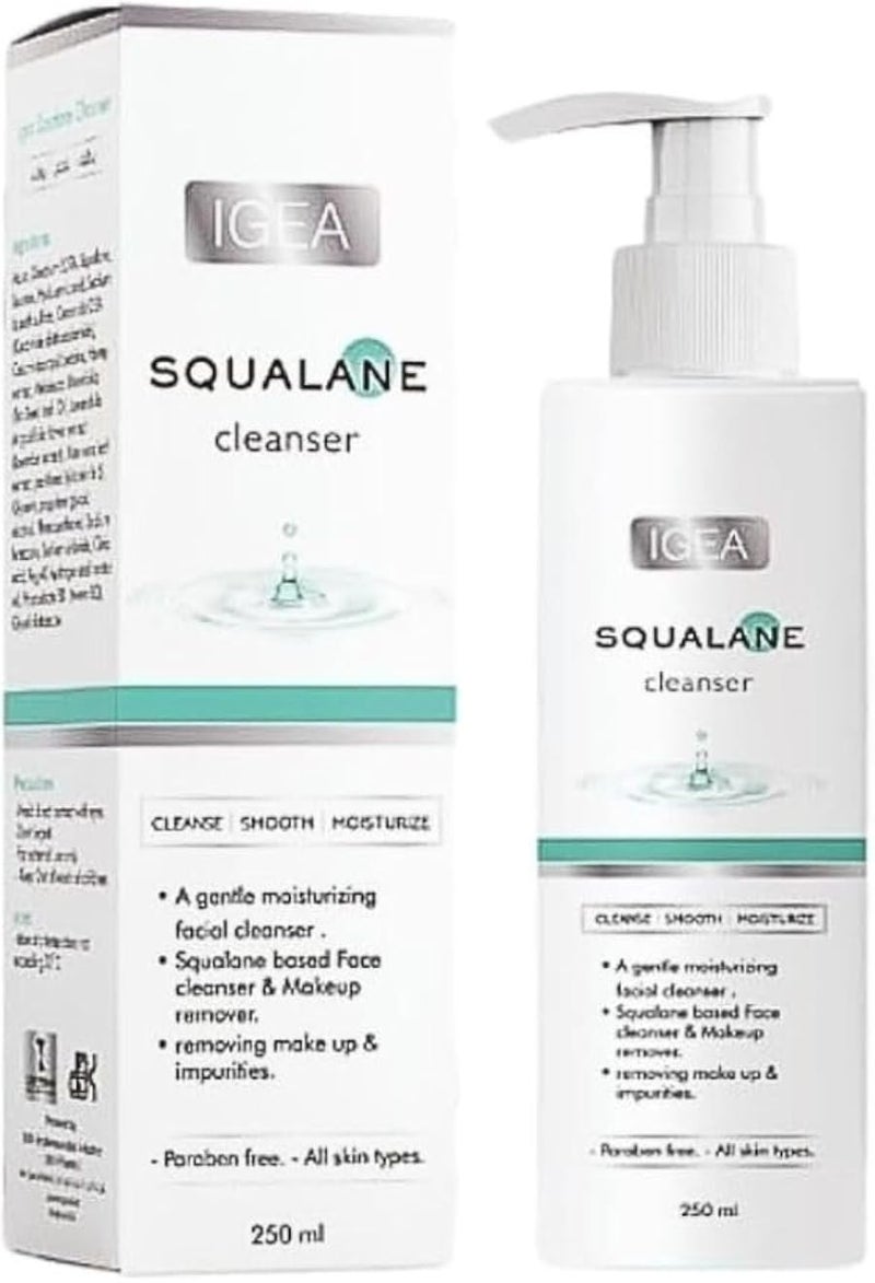 IGEA Pharma Squalane Facial Cleanser 250 ml | Gentle Make-up Remover for Dry and Sensitive Skin | Hyaluronic Acid, Tea Tree Oil, Aloe Vera | Deep Hydration and Nourishment - Paraben Free