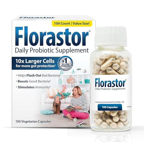 Florastor Probiotics for Digestive and Immune Health 100 Capsules Probiotics for Women Men Helps Flush Out Bad Bacteria Boosts The Good with Our Unique Strain Saccharomyces Boulardii