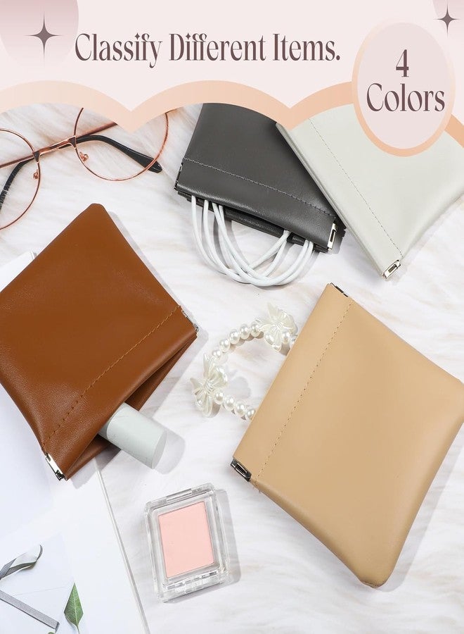 ECHSRT 2 Pcs Small Pouches for Women Girls, Aesthetic Lipstick Bag, Cute Mini Cosmetic Bag, Daily Travel Organizer, Corduroy Fabric Coin Pouch, Squeeze-Open (2, Coffee + Lime Yellow) - Image 5