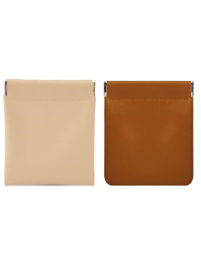 ECHSRT 2 Pcs Small Pouches for Women Girls, Aesthetic Lipstick Bag, Cute Mini Cosmetic Bag, Daily Travel Organizer, Corduroy Fabric Coin Pouch, Squeeze-Open (2, Coffee + Lime Yellow) - Image 1