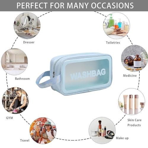 TS WITH TECHSUN Makeup Pouch Travel Toiletries Organizer Cosmetic Bags Portable Organizer Case Carry Pouch for Women Bathroom, Travel Essentials for Women, Toiletry Bag (Small, Blue) - Image 4