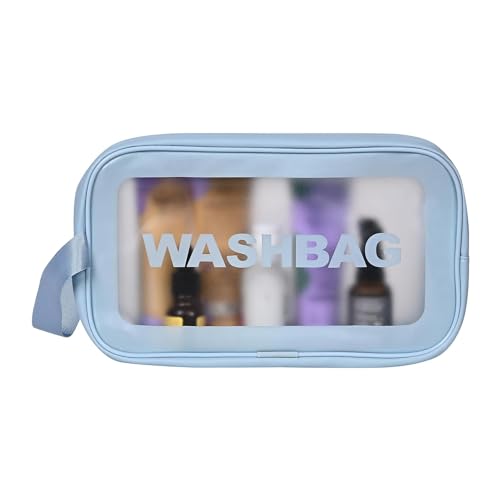 TS WITH TECHSUN Makeup Pouch Travel Toiletries Organizer Cosmetic Bags Portable Organizer Case Carry Pouch for Women Bathroom, Travel Essentials for Women, Toiletry Bag (Small, Blue) - Image 1