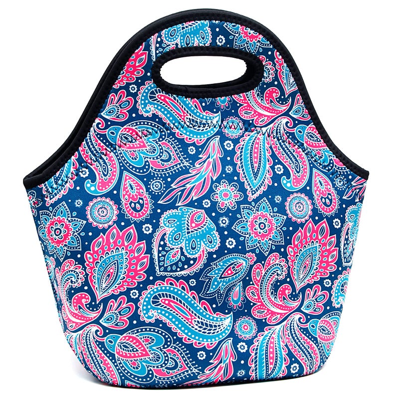 YOUBDM Neoprene Lunch Bags Thermal Insulated Lunch Tote Bag Reusable Washable Neoprene Picnic Bag for Women Men